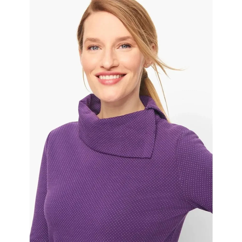 Talbots Women's Purple Polka Dot Tunic Sweater Size‎ Small